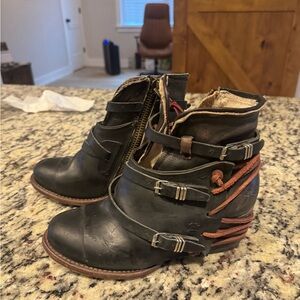 Freebird Black and Brown Ankle Boots